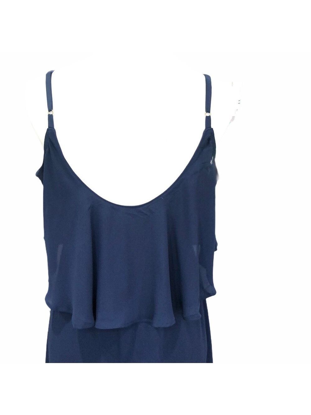 NWOT Show Me Your Mumu Caitlin ruffle Maxi Dress SZ S Navy Crisp - Picture 6 of 11